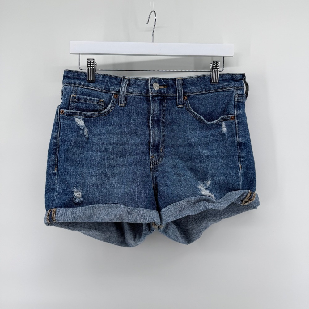 Old Navy‎ Denim Shorts OG Straight High Rise 10 Blue Womens Distressed Jean